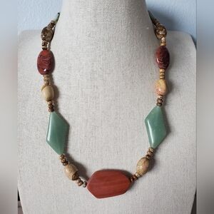 Jay King Brown Jasper Green Chrysoprase Stone Bead Necklace
